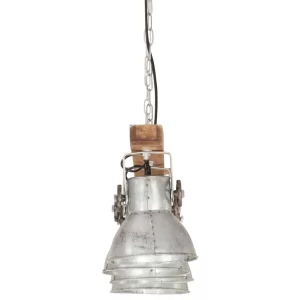 VidaXL Deckenlampe Industriestil Silbern E27 Mangoholz 17