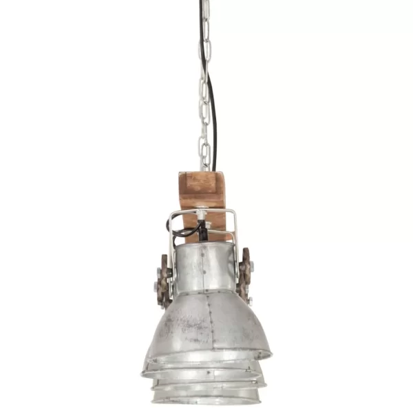 VidaXL Deckenlampe Industriestil Silbern E27 Mangoholz 6
