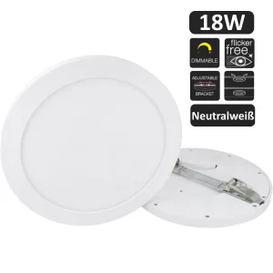 Led-line 18W LED Panel Aura Easy Fix Dimmbar IP20 Einbau Strahler Aufputz Spot Einbauleuchte Warmweiß 2700K Deckenleuchte Rund Ohne Rahmen 17