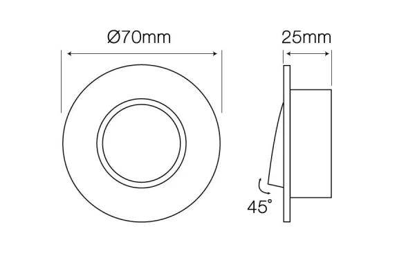 Led-line Einbaustrahler RØ60mm Bohrloch Schwenkbar 35° Alu Gold Brushed GU5.3 Fassung Für LED 35mm 7