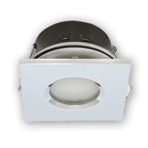 Led-line IP44 Deckenleuchte Einbaurahmen Wasserdicht Einbaustrahler Eckig Chrom + GU10 5W LED Neutralweiß 13