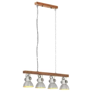 VidaXL Deckenlampe Industriestil Silbern E27 Mangoholz 11