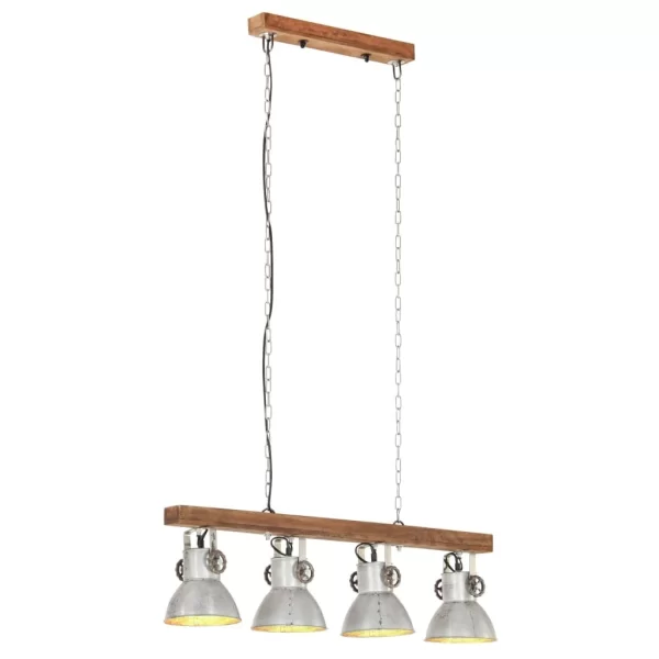 VidaXL Deckenlampe Industriestil Silbern E27 Mangoholz 3