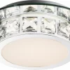 Globo Lighting MARGO Deckenleuchte Chrom, Glas Opal, K5 Kristalle Klar, Spiegelrand, D:250, H:70, Inkl. 1xLED 12W 230V, 1200lm Source, 720lm Output, 4000K 2
