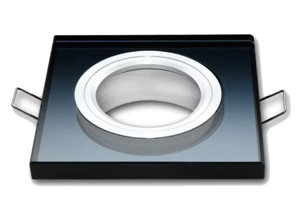 Led-line Einbaustrahler GU10 Einbaurahmen Glas Einbauleuchte Ø75mm Bohrloch Für LED Schwarz Eckig 1
