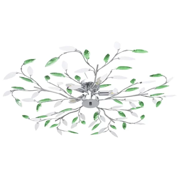 VidaXL Deckenleuchte Mit Acrylglas-Blätter Für 5 X E14-Lampen Grün 1