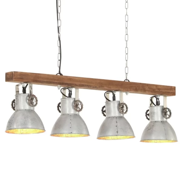 VidaXL Deckenlampe Industriestil Silbern E27 Mangoholz 1