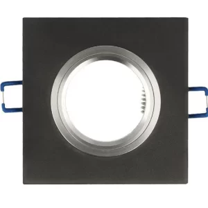 Led-line Einbaustrahler GU10 Einbaurahmen Glas Ø75mm Bohrloch Inkl. GU10 5W Neutralweiß LED Schwarz Rund 19