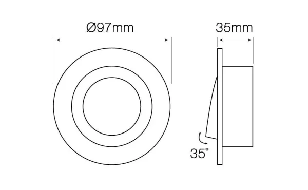 Led-line GU10 Einbaustrahler Einbaurahmen Rund Ø85mm Bohrloch Schwenkbar 35° Eisen Inkl. GU10 Fassung Chrome 7