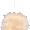 Globo Lighting KATUNGA Hängeleuchte Kunststoff Weiß, Textil Weiß, Schirm Mit Weißen Federn, Inkl. Aufhängung, D:600, H:1300, Exkl. 1xE27 40W 230V 2