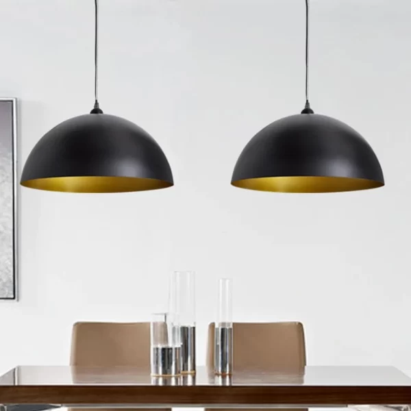 VidaXL Deckenleuchten 2 Stk. Schwarz Und Gold Halbkugelförmig 40cm E27 5
