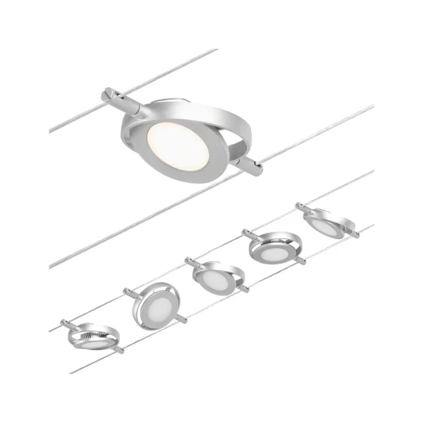 Paulmann CorDuo LED Seilsystem Frame Basisset 5x280lm 5×4,8W 3000K 230/12V Weiß Matt#Chrom 94483 5
