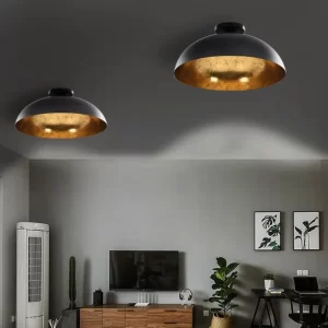 VidaXL Deckenleuchten 2 Stk. Schwarz Und Gold Halbkugelförmig 40cm E27 11