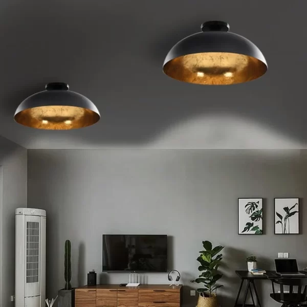 VidaXL Deckenleuchten 2 Stk. Schwarz Und Gold Halbkugelförmig 40cm E27 3