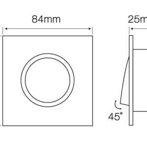 Led-line GU10 Einbaustrahler Einbaurahmen Eckig Ø75mm Bohrloch Schwenkbar 45° Aluminium Patin 19