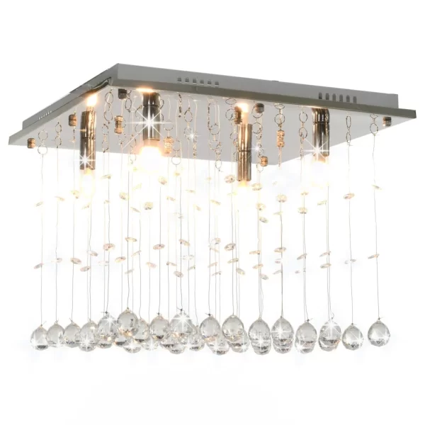 VidaXL Deckenleuchte Mit Kristallperlen Silbern Cubic G9 1
