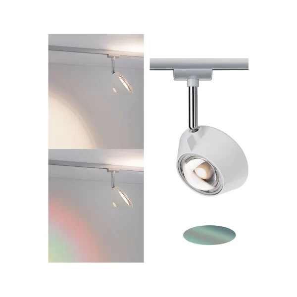 Paulmann URail LED Schienenspot Sabik Einzelspot 800lm / 390lm 9 / 1x4W 2700K Dimmbar 230V Weiß Matt#Chrom Matt 94979 1