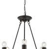 Globo Lighting ULLEU Hängeleuchte Metall Schwarz, Ring Aus Braunem Hanfseil, D:500, H:1260, Exkl. 6xE27 40W 230V 4