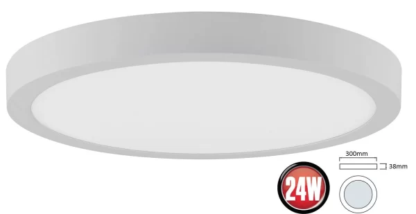 Braytron 24W LED Deckenleuchte Kaltweiß 1850 Lumen Ø300 Mm Aufputz Lampe Eckig Decke Beleuchtung Inkl. Trafo 1