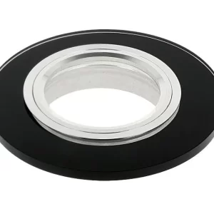 Led-line Einbaustrahler GU10 Einbaurahmen Glas Ultra Flach (10mm) Ø75mm Bohrloch Schwarz Rund 17