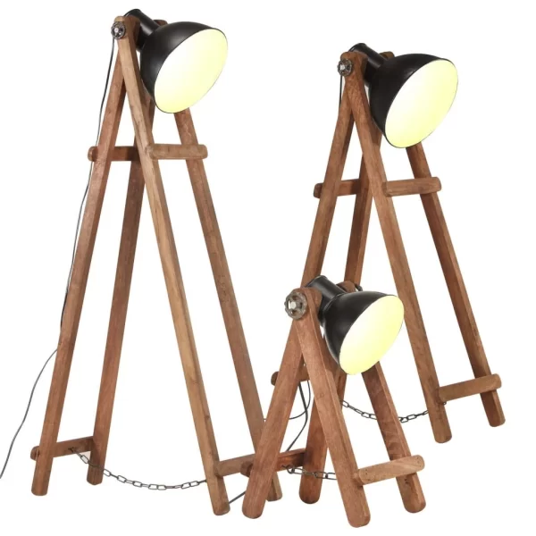 VidaXL Stativlampe Schwarz Mango Massivholz 97 Cm 7