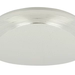 Globo Lighting LUCAS Deckenleuchte Metall Weiß, Acryl Opal, Sparkle Dekor, D:400, H:100, Inkl. 1xLED 24W 230V, 2400lm Source, 1790lm Output, 3000K 21