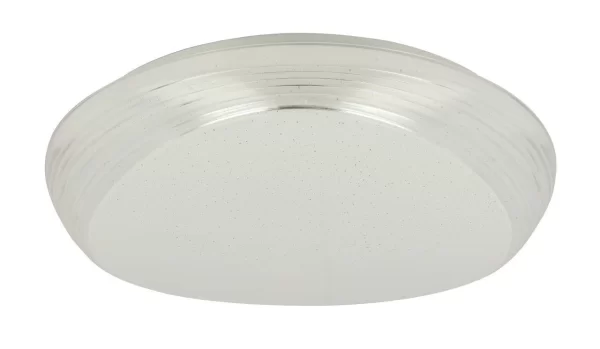Globo Lighting LUCAS Deckenleuchte Metall Weiß, Acryl Opal, Sparkle Dekor, D:400, H:100, Inkl. 1xLED 24W 230V, 2400lm Source, 1790lm Output, 3000K 8