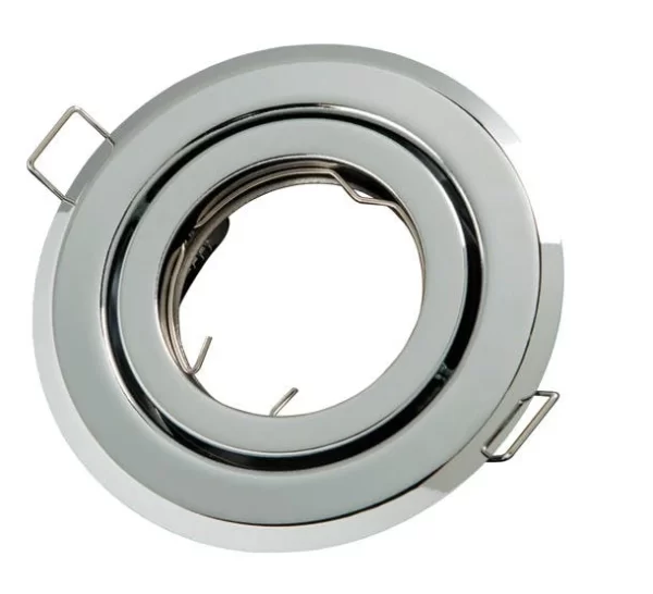 Led-line GU10 Einbaustrahler Einbaurahmen Rund Ø85mm Bohrloch Schwenkbar 35° Eisen Inkl. GU10 Fassung Chrome 5