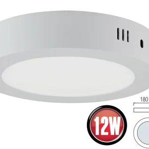 Braytron 12w LED Aufputz Deckenleuchte Deckenlampe Panel-Aufbau Rund Ø 180mm Neutralweiß 19