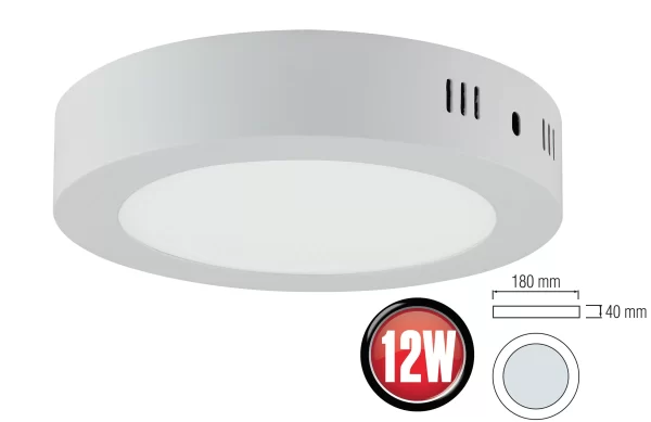 Braytron 12w LED Aufputz Deckenleuchte Deckenlampe Panel-Aufbau Rund Ø 180mm Neutralweiß 7