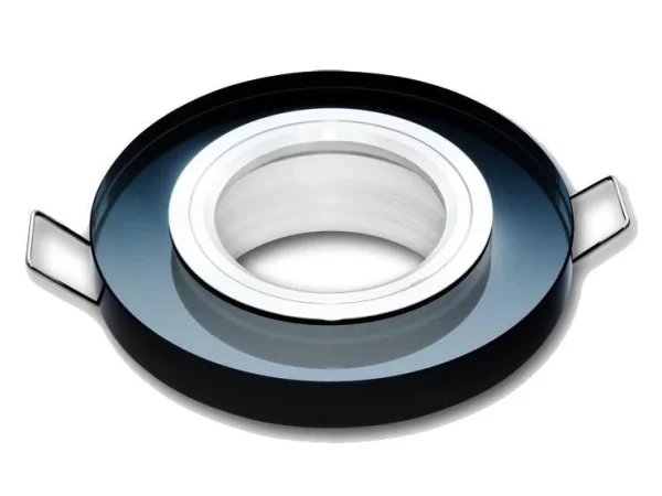 Led-line Einbaustrahler GU10 Einbaurahmen Glas Ø75mm Bohrloch Inkl. GU10 5W Neutralweiß LED Schwarz Rund 1