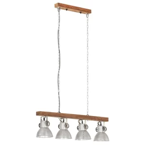 VidaXL Deckenlampe Industriestil Silbern E27 Mangoholz 13