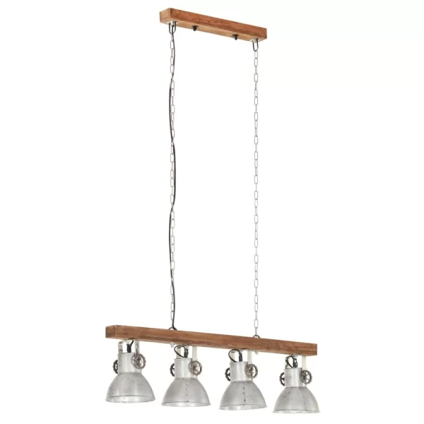 VidaXL Deckenlampe Industriestil Silbern E27 Mangoholz 4