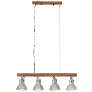 VidaXL Deckenlampe Industriestil Silbern E27 Mangoholz 15