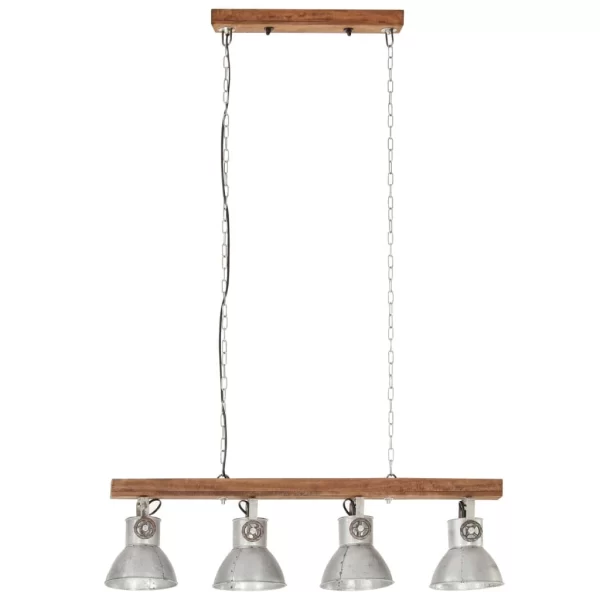 VidaXL Deckenlampe Industriestil Silbern E27 Mangoholz 5