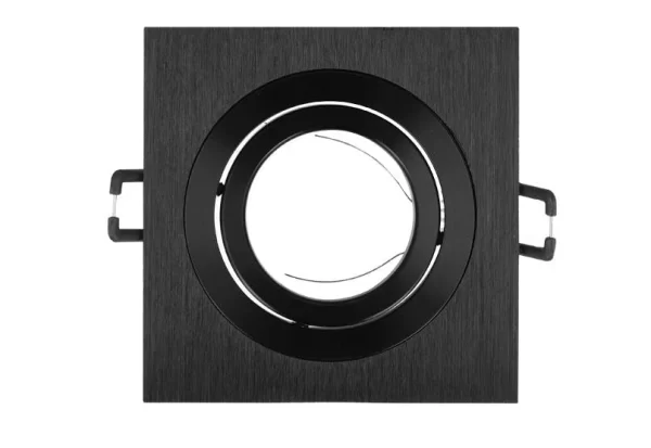 Led-line Einbaustrahler GU10 Einbaurahmen 35° Schwenkbar Ø85mm Bohrloch Alu Für LED Schwarz Brushed Eckig 1