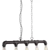 Globo Lighting BAYUDA Hängeleuchte Metall Schwarz Gold Patiniert, LxBxH:915x50x1500, Exkl. 5xE27 60W 230V 25