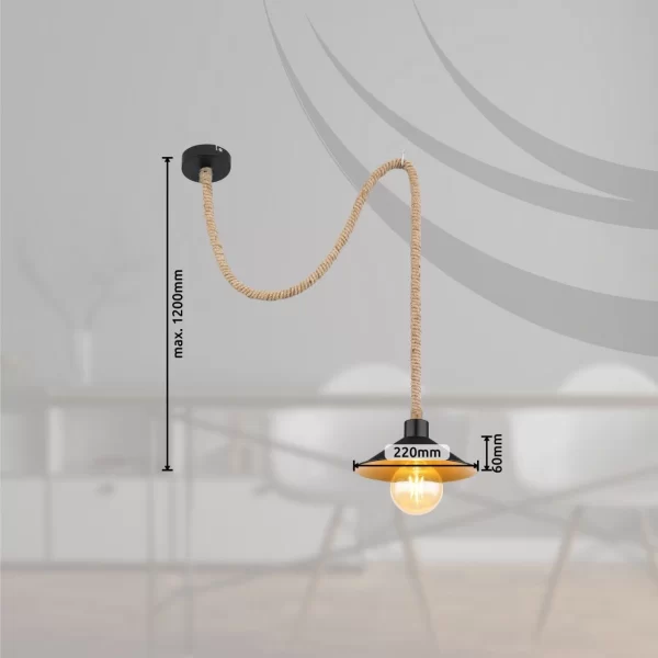 Globo Lighting Globo DIANA Hängeleuchte 15690H Metall Schwarz, 1x E27 7