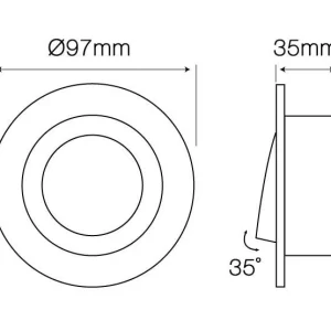 Led-line Einbaustrahler GU10 Ø85mm Bohrloch Schwenkbar 35° Eisen GU5.3 Fassung Für LED 50mm Rund 19