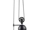 Globo Lighting LENIUS Hängeleuchte Schwarz, Altmessing, 2 Rollen, 90-180 Cm, Höhenverstellbar, D:300, H:1800, Exkl. 1xE27 60W 230V 4